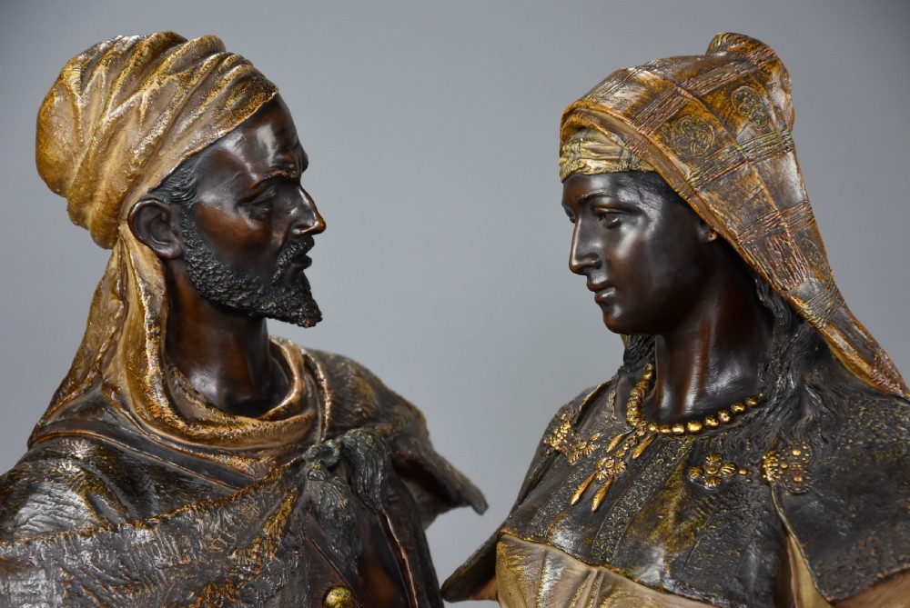 A superb pair of late 19th century Orientalist polychrome terracotta busts by Friedrich Goldscheider View VII