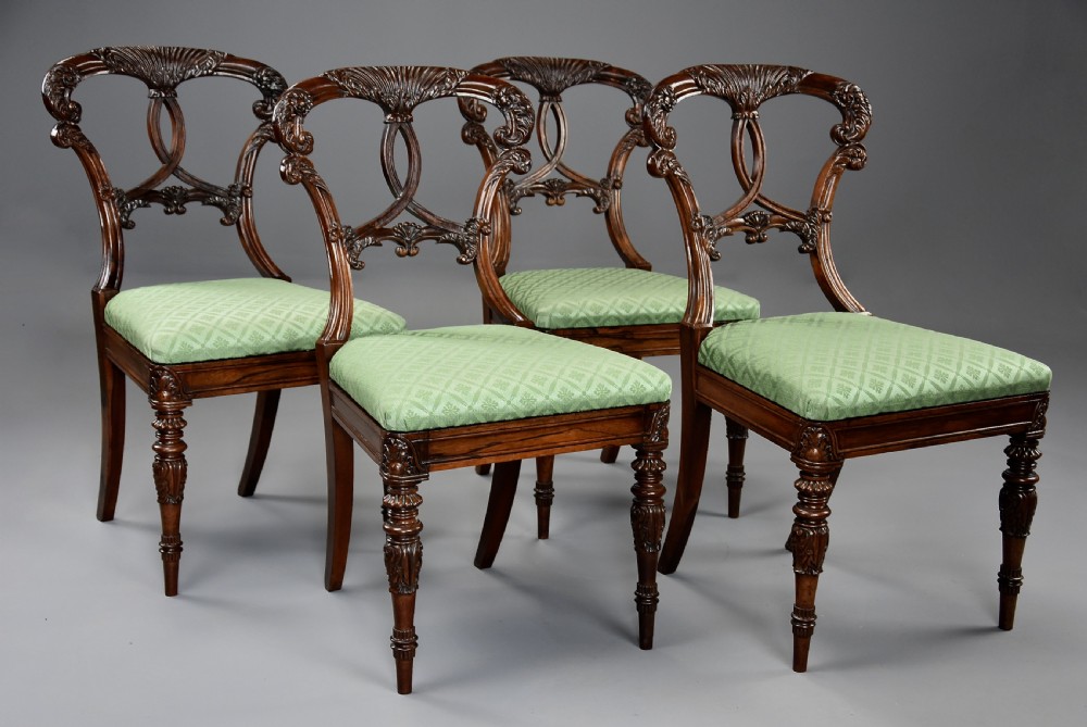 Superb quality early 19thc set of four rosewood chairs of Indian influence