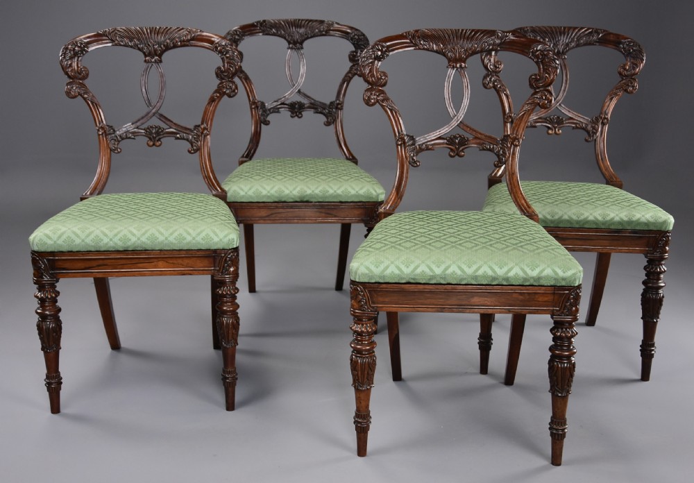 Superb quality early 19thc set of four rosewood chairs of Indian influence View II