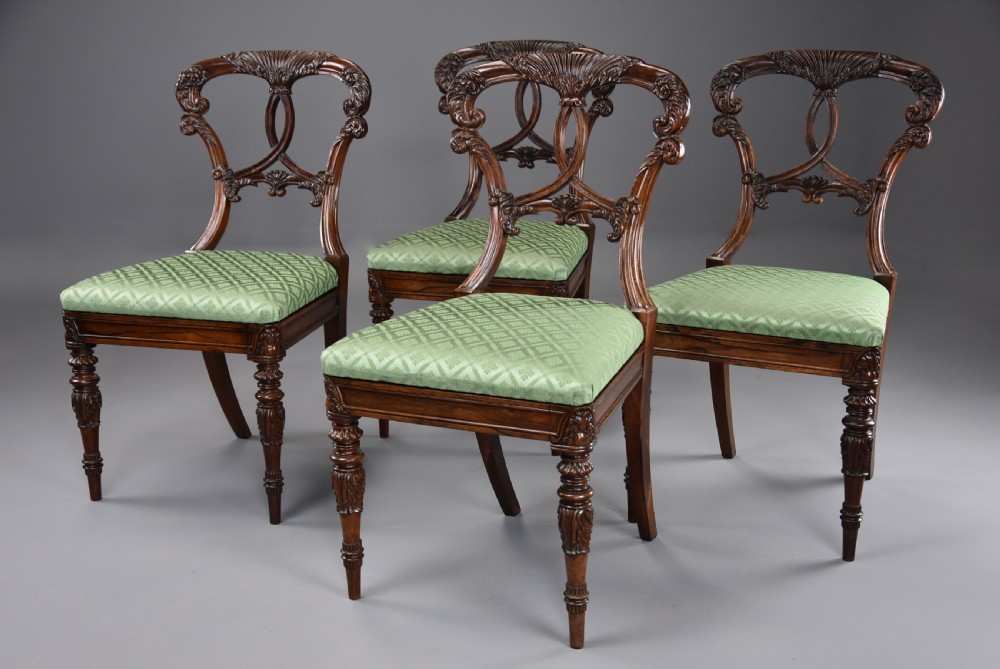 Superb quality early 19thc set of four rosewood chairs of Indian influence View III