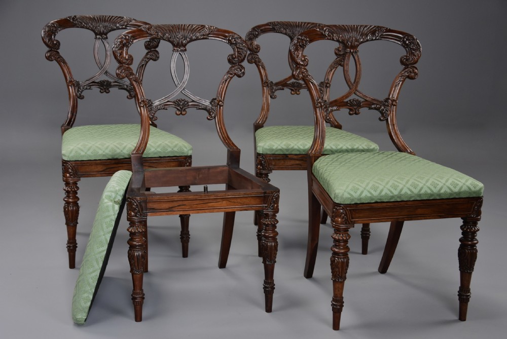 Superb quality early 19thc set of four rosewood chairs of Indian influence View V