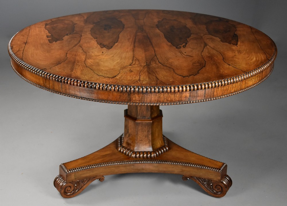 Fine quality William IV rosewood breakfast tilt top table with wonderful patina View II