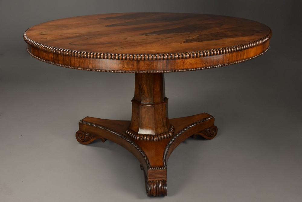 Fine quality William IV rosewood breakfast tilt top table with wonderful patina View V