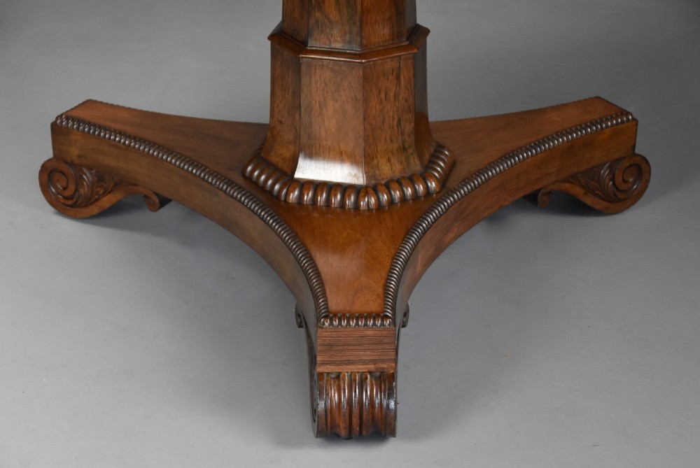Fine quality William IV rosewood breakfast tilt top table with wonderful patina View IX
