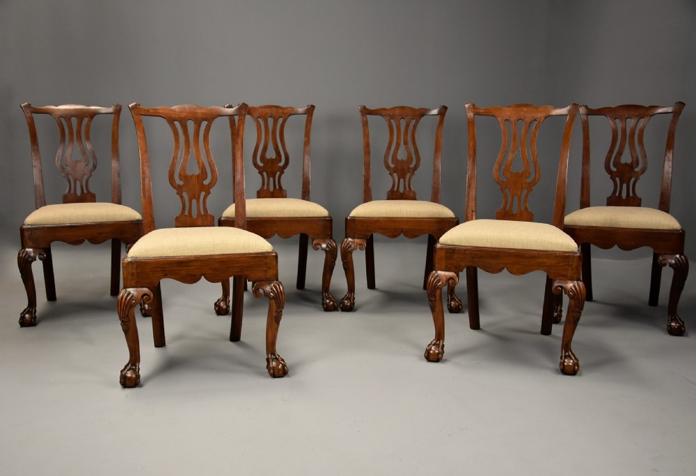 Rare fine quality set of six George II walnut dining chairs of fine patina