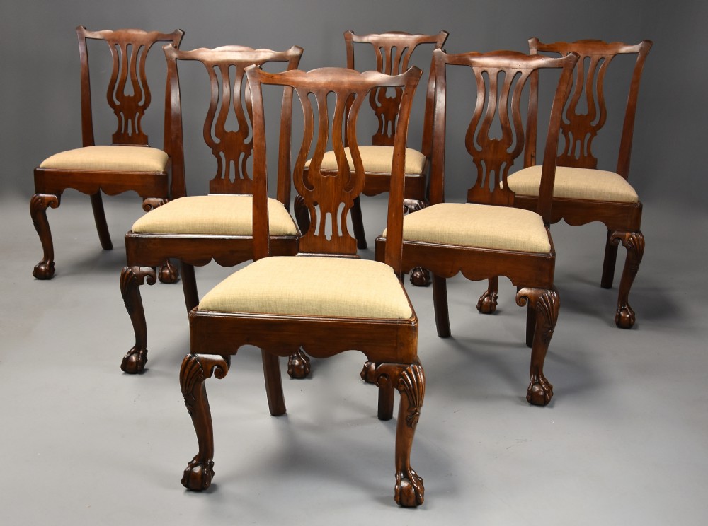 Rare fine quality set of six George II walnut dining chairs of fine patina View III