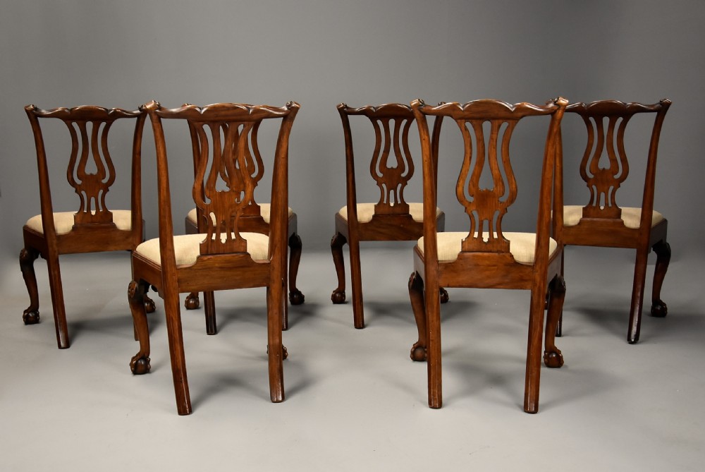 Rare fine quality set of six George II walnut dining chairs of fine patina View XV