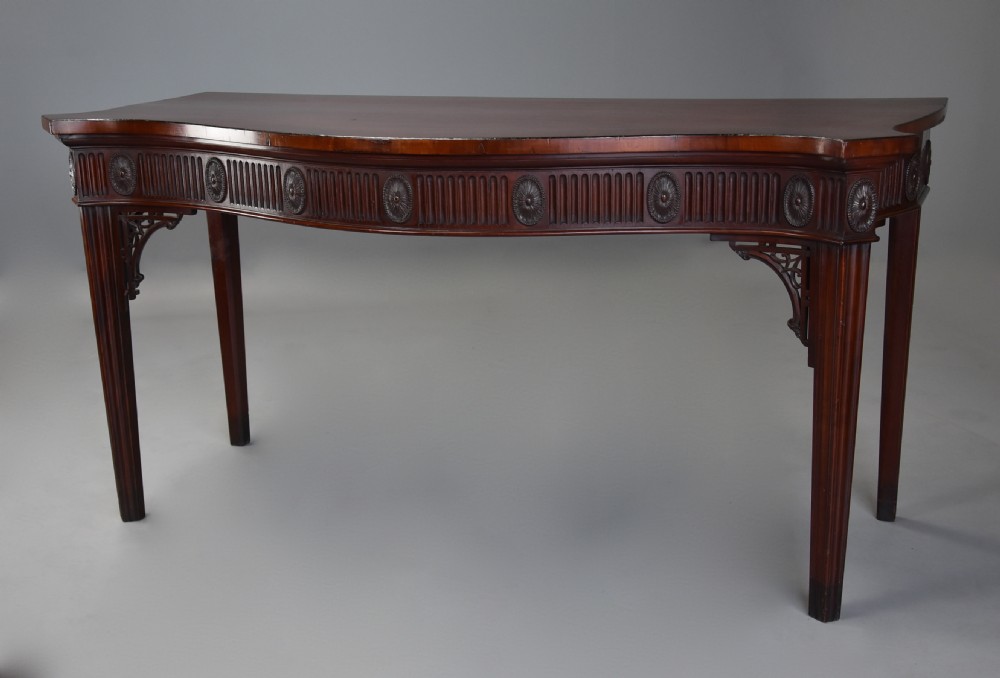 Late 19th century mahogany serpentine shaped serving or side table in the Adam style of fine patina View III