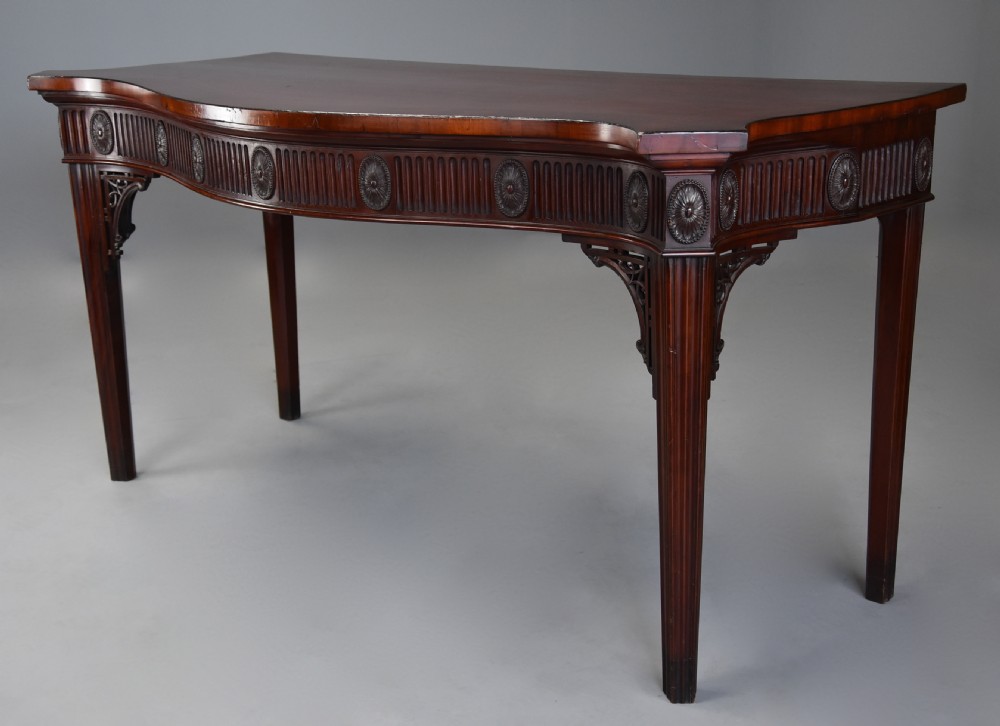Late 19th century mahogany serpentine shaped serving or side table in the Adam style of fine patina View IV
