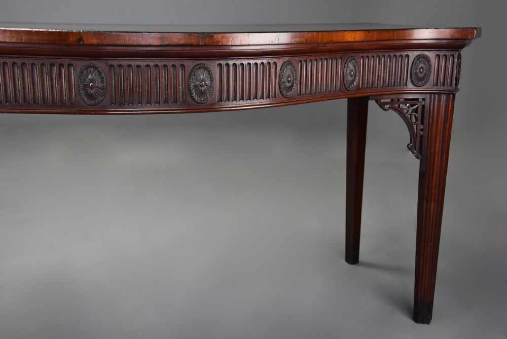 Late 19th century mahogany serpentine shaped serving or side table in the Adam style of fine patina View VI