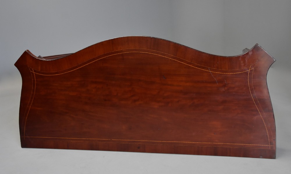 Late 19th century mahogany serpentine shaped serving or side table in the Adam style of fine patina View XI