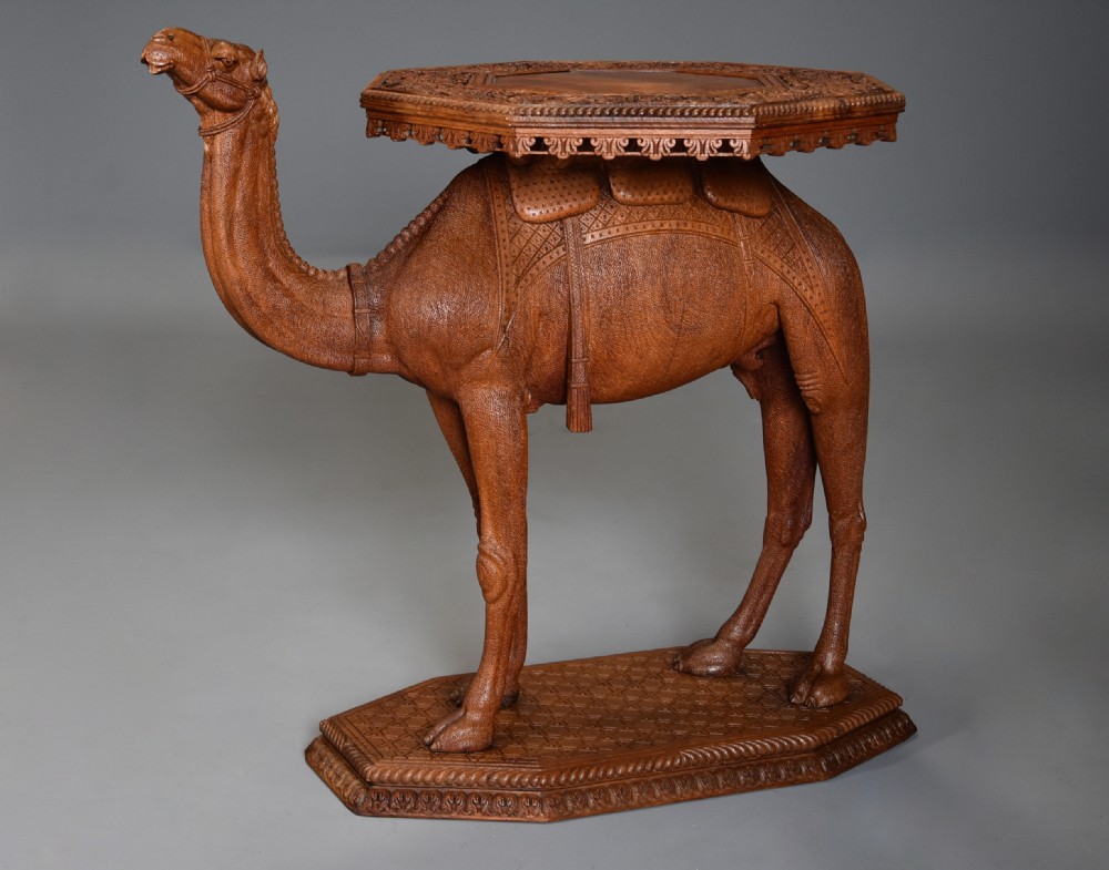 Superb quality late 19thc Anglo Indian hardwood camel table of good patina View III