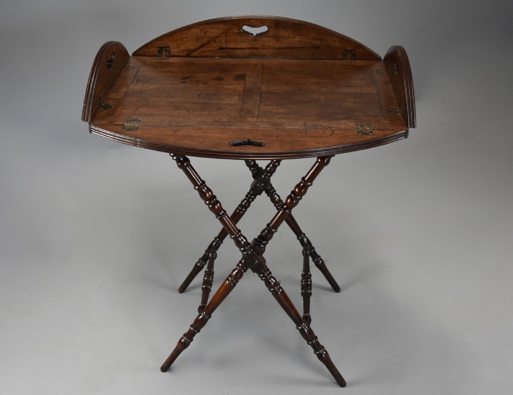 Late 18th century mahogany oval Butler’s tray on stand with superb original patina View IV