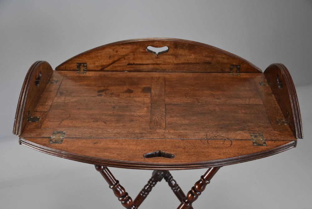 Late 18th century mahogany oval Butler’s tray on stand with superb original patina View VIII