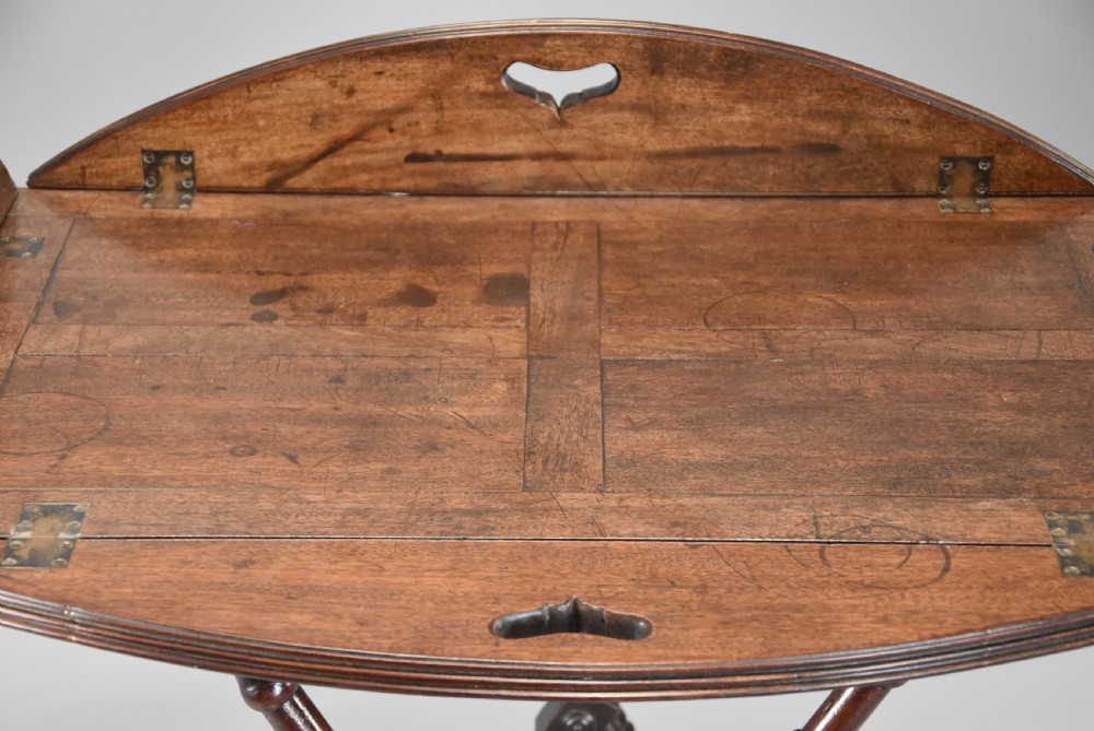 Late 18th century mahogany oval Butler’s tray on stand with superb original patina View IX