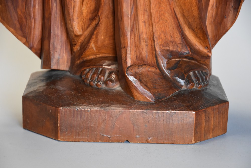 Large finely carved limewood figure of Christ the Redeemer, signed L.F. Dapre B.O.W. 1947 View XII
