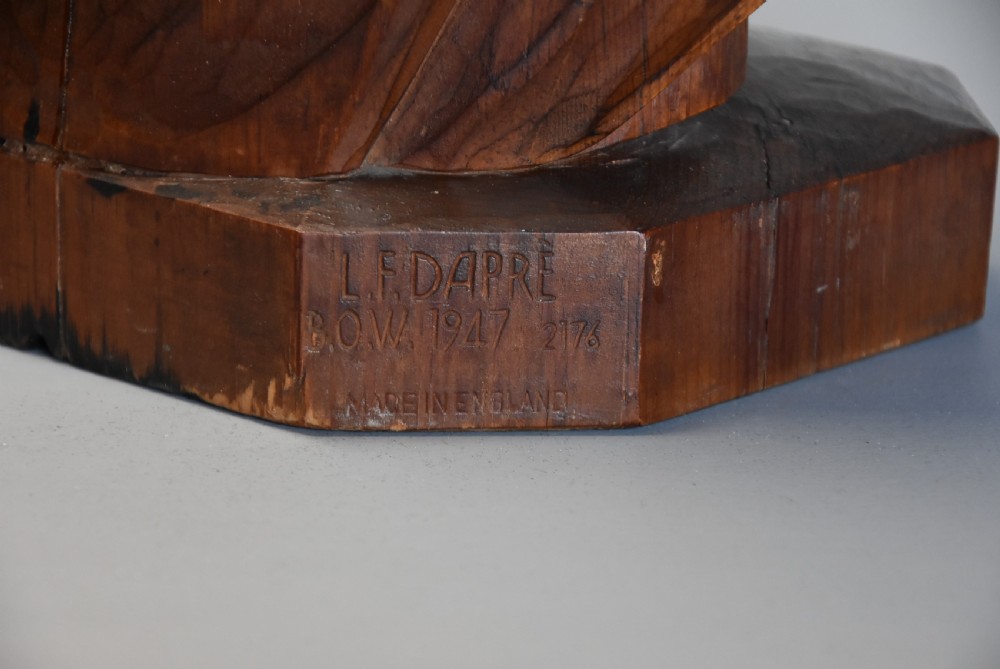 Large finely carved limewood figure of Christ the Redeemer, signed L.F. Dapre B.O.W. 1947 View XV