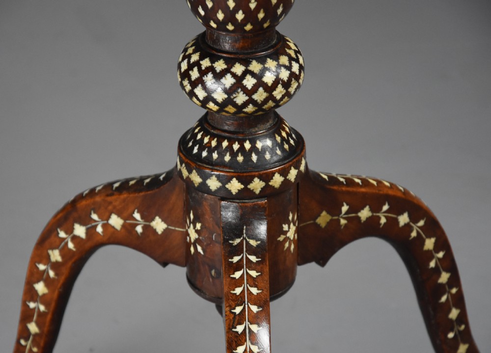 Rare, superb quality late 19thc Anglo Indian Hoshiarpur circular hardwood inlaid occasional table View XIII