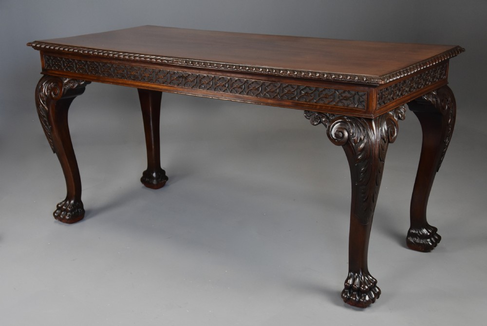 Late 19th century mahogany side table by Edwards & Roberts of bold proportions