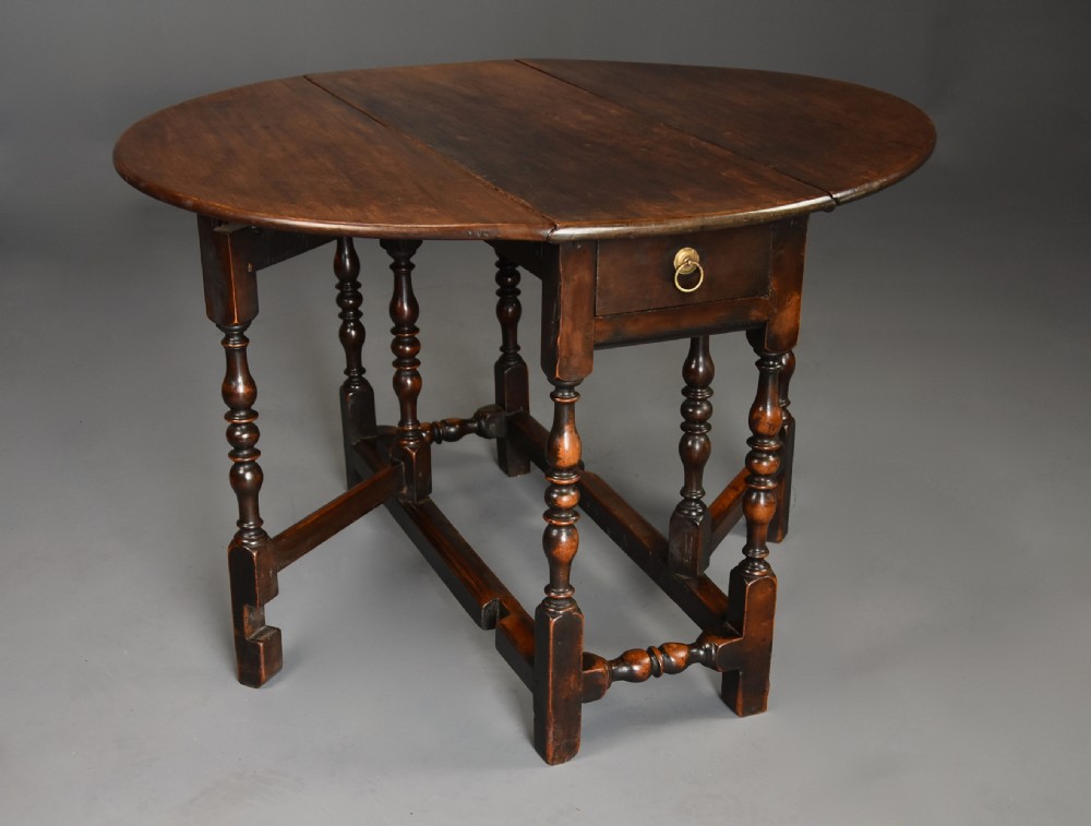 Rare late 17th century walnut gateleg table of superb patina View V