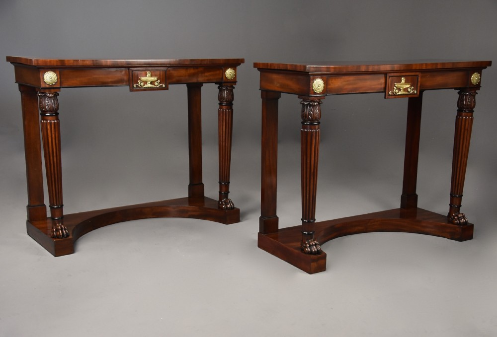 Fine quality pair of Regency mahogany console tables
