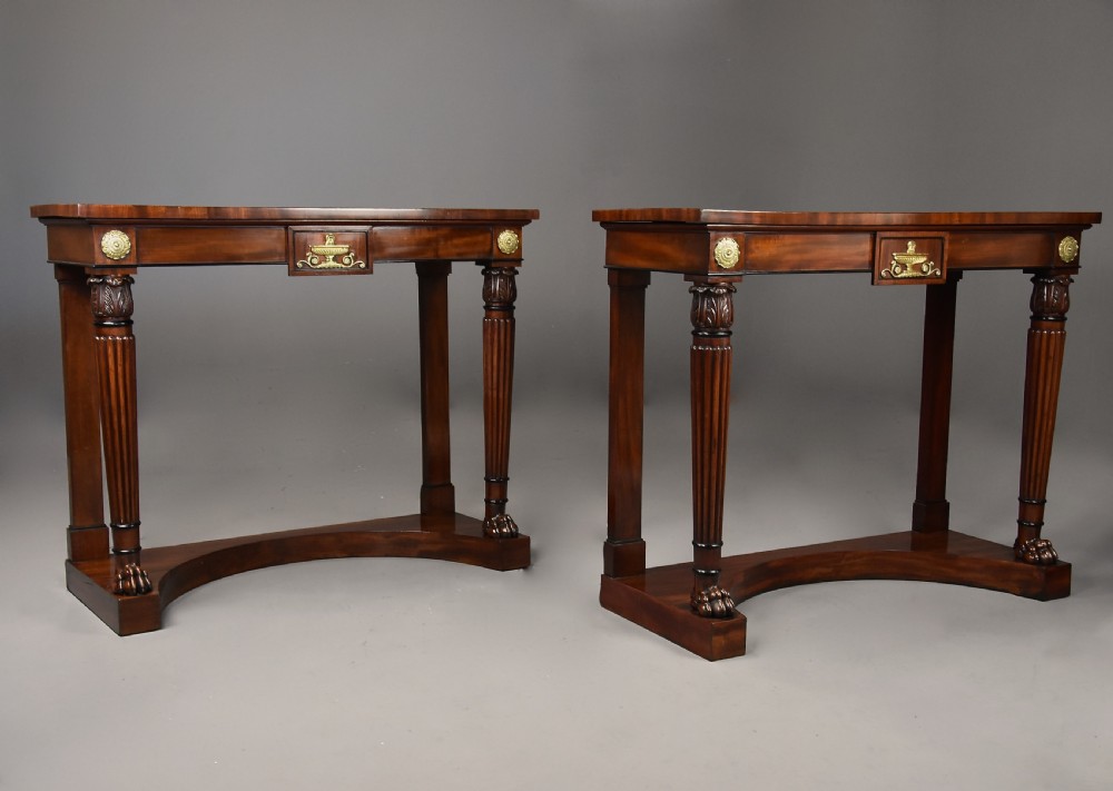 Fine quality pair of Regency mahogany console tables View II