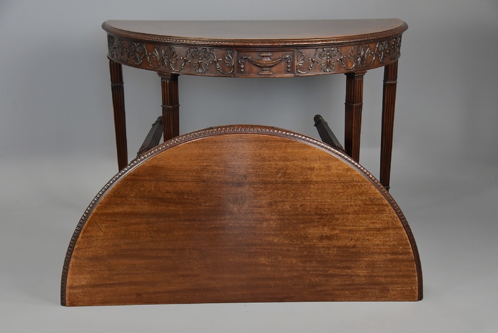 Superb pair of fine quality late 19th century mahogany demi-lune console tables in the Adam style View XIII