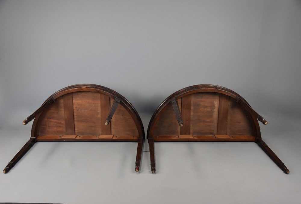 Superb pair of fine quality late 19th century mahogany demi-lune console tables in the Adam style View XVI