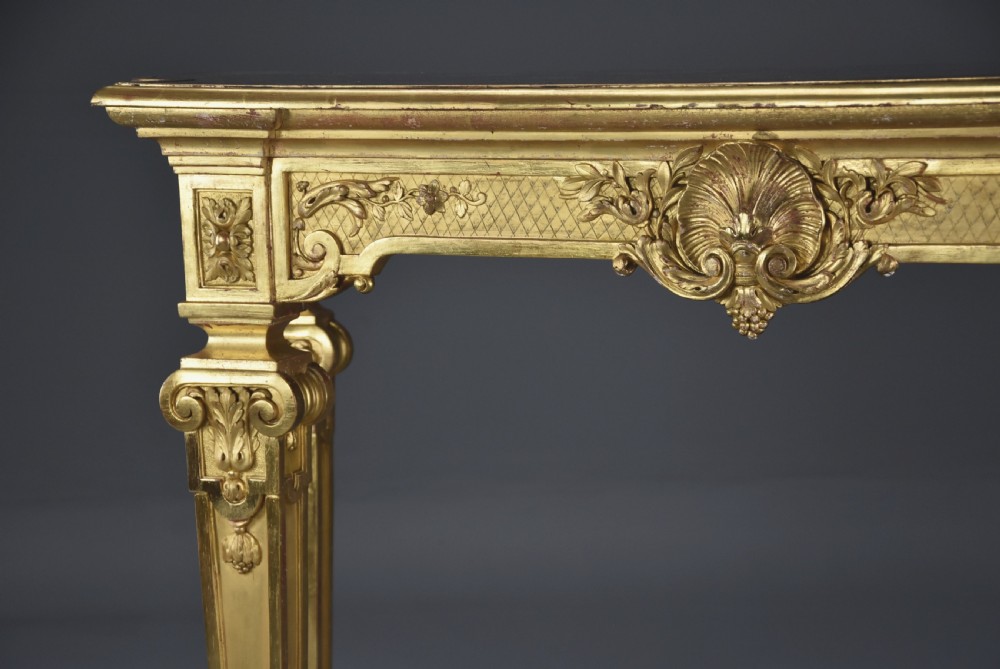 Late 19th century French giltwood console table with marble top View VII