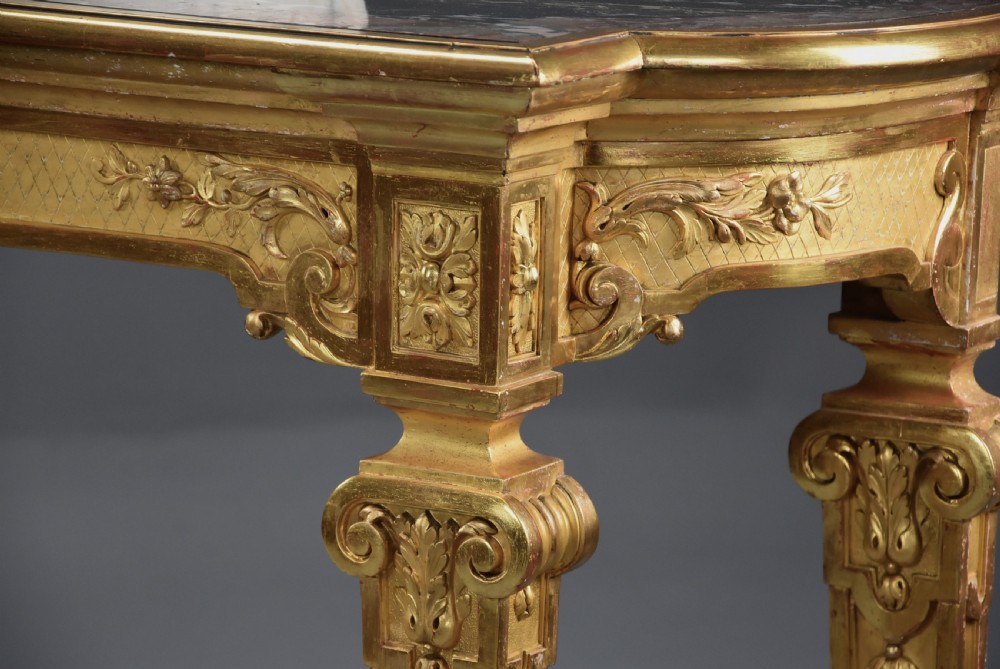 Late 19th century French giltwood console table with marble top View IX