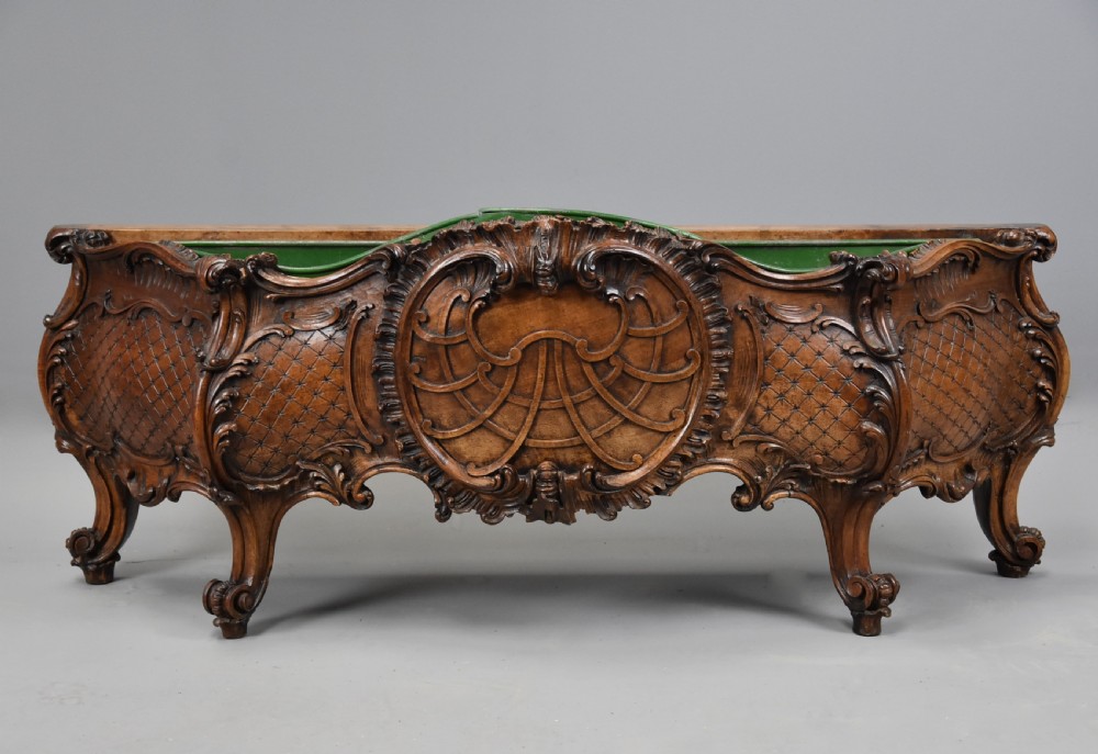 Large 19th century French carved walnut jardiniere in the Rococo style  View II