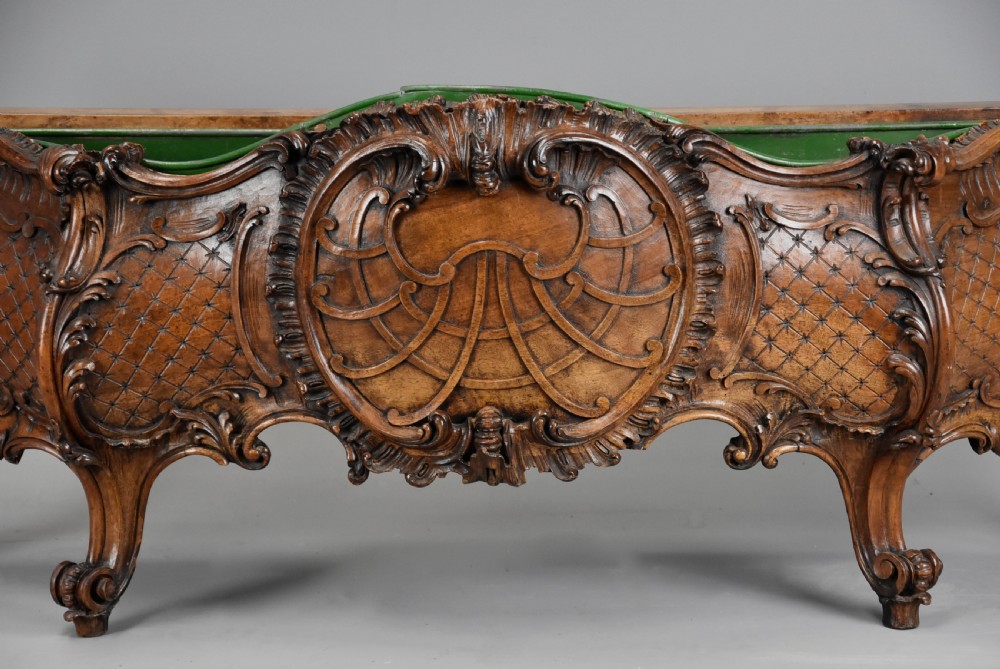 Large 19th century French carved walnut jardiniere in the Rococo style  View III