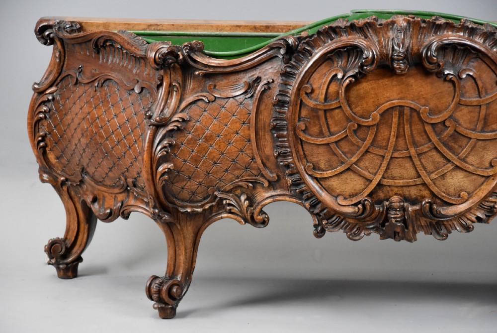 Large 19th century French carved walnut jardiniere in the Rococo style  View VI