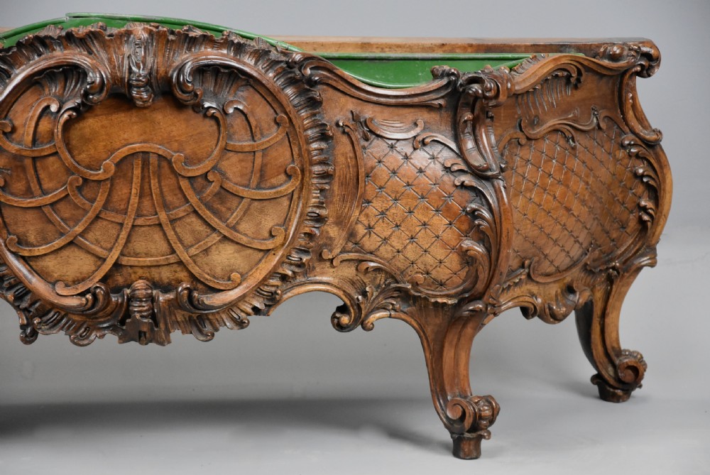 Large 19th century French carved walnut jardiniere in the Rococo style  View VII