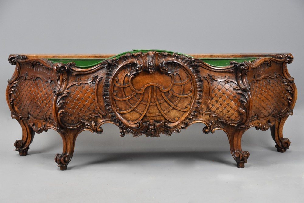 Large 19th century French carved walnut jardiniere in the Rococo style  View VIII