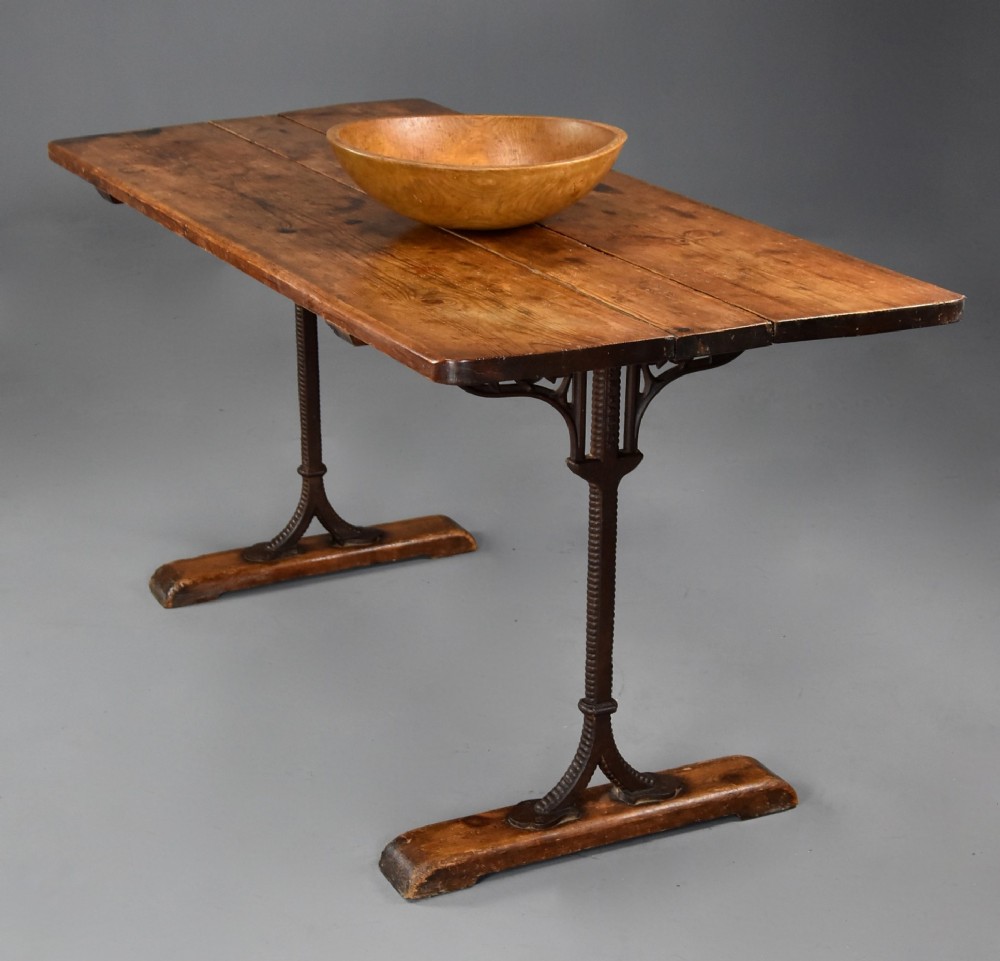 Rare 19th century pine dropleaf table, from a narrowboat, in original condition with wonderful warm colour