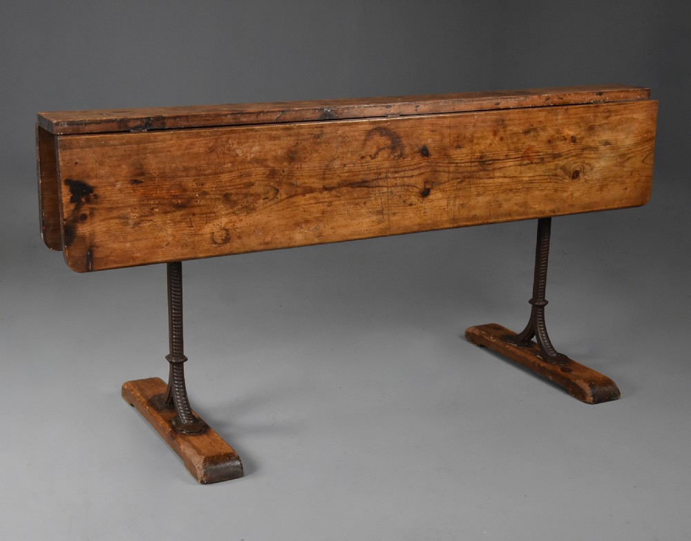 Rare 19th century pine dropleaf table, from a narrowboat, in original condition with wonderful warm colour View IV