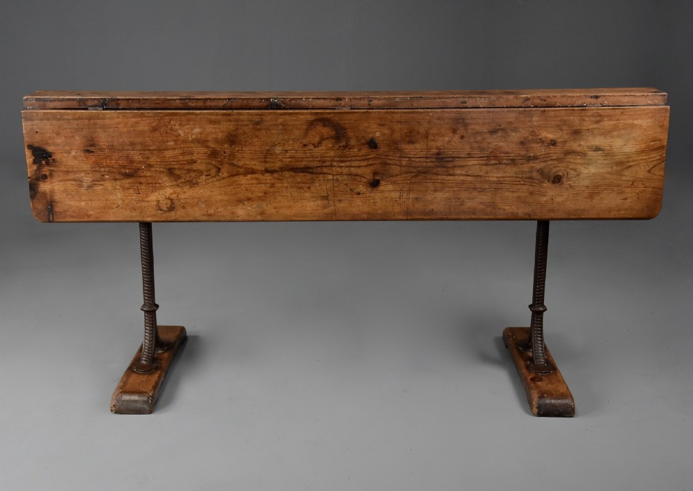 Rare 19th century pine dropleaf table, from a narrowboat, in original condition with wonderful warm colour View VI