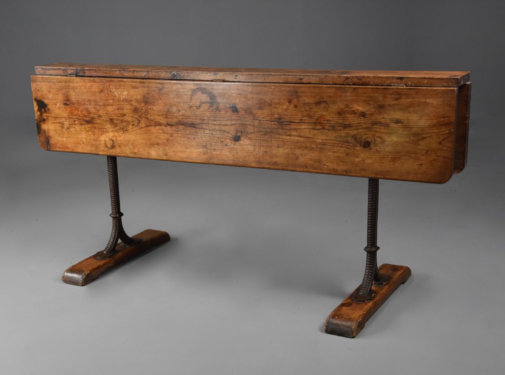 Rare 19th century pine dropleaf table, from a narrowboat, in original condition with wonderful warm colour View VIII