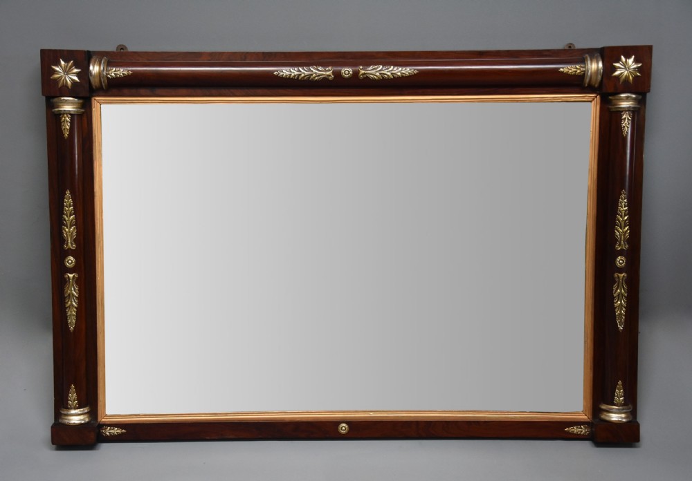 Fine quality early 19th century Regency rosewood overmantle mirror
