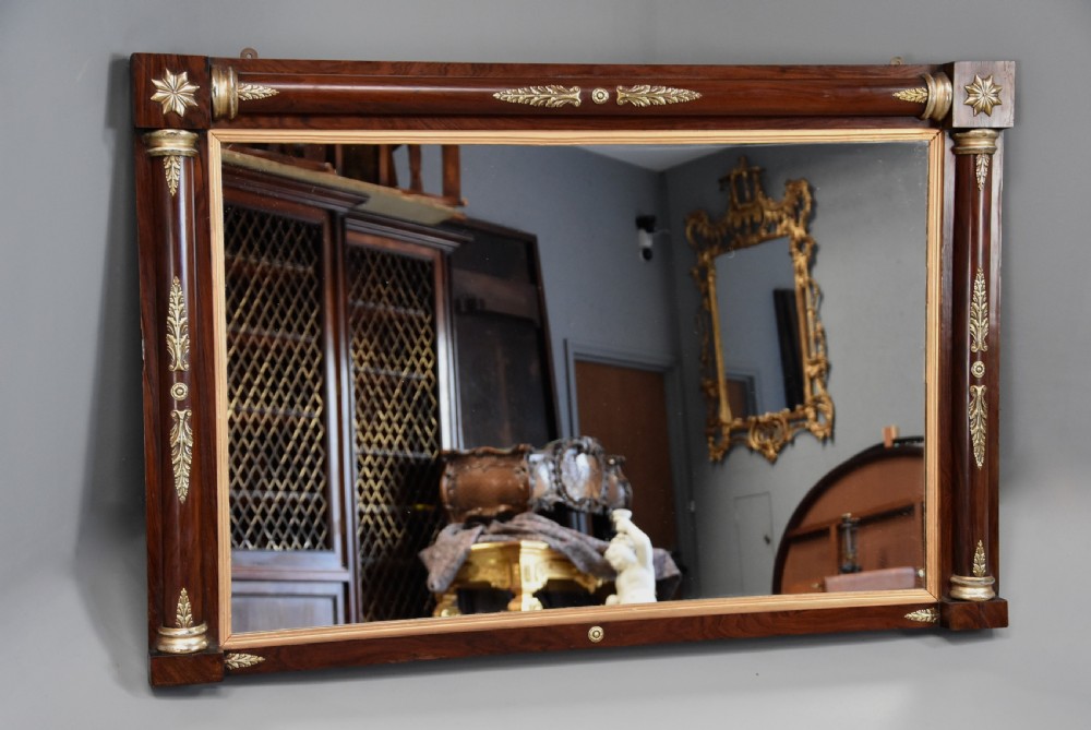 Fine quality early 19th century Regency rosewood overmantle mirror View VI