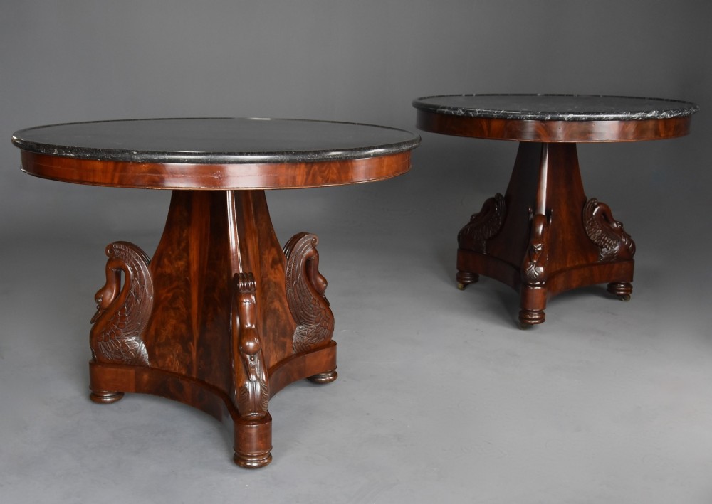 Fine quality early 19th century French Empire mahogany gueridon table with carved swan decoration to base View XI