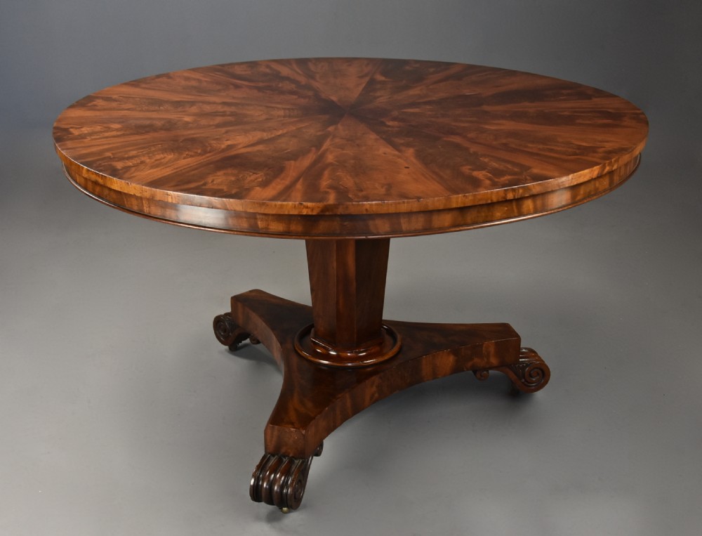 Fine quality mid 19th century mahogany segmented tilt top breakfast table of fine patina View IV