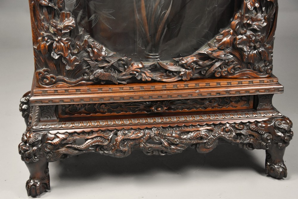 Superb quality late 19th century Japanese Meiji hardwood glazed display cabinet View XIV