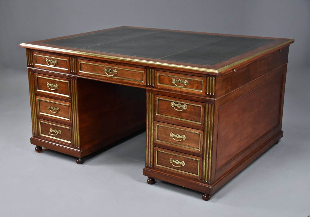 Late 19th century French mahogany partners desk in the Directoire style View III