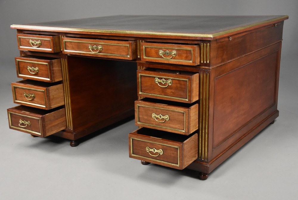 Late 19th century French mahogany partners desk in the Directoire style View IV