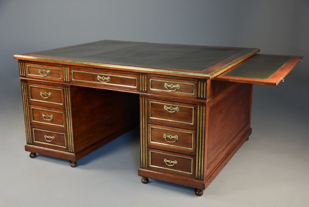 Late 19th century French mahogany partners desk in the Directoire style View VI