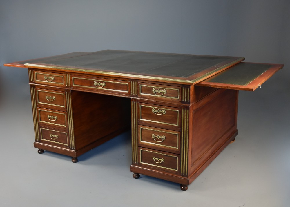 Late 19th century French mahogany partners desk in the Directoire style View VII