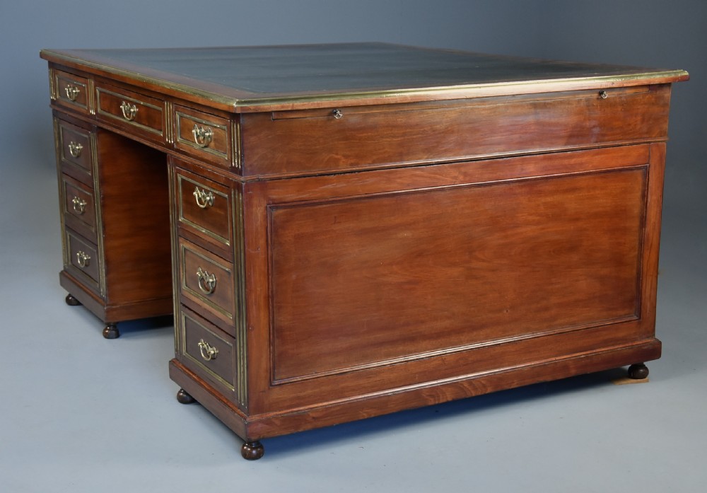 Late 19th century French mahogany partners desk in the Directoire style View XI