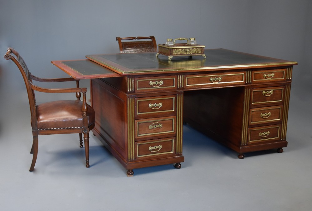 Late 19th century French mahogany partners desk in the Directoire style View XIV